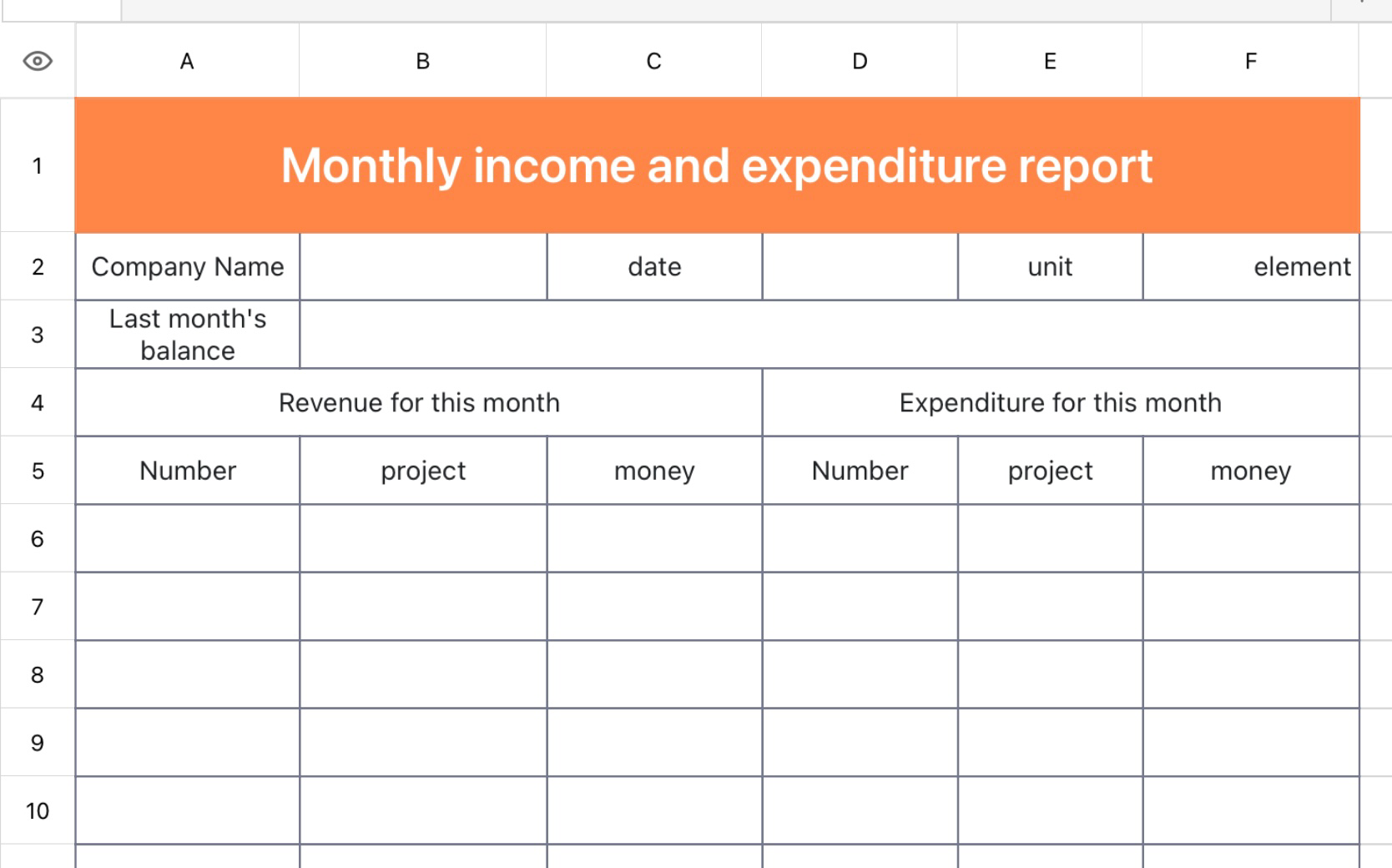 Monthly income and expenditure statement 1